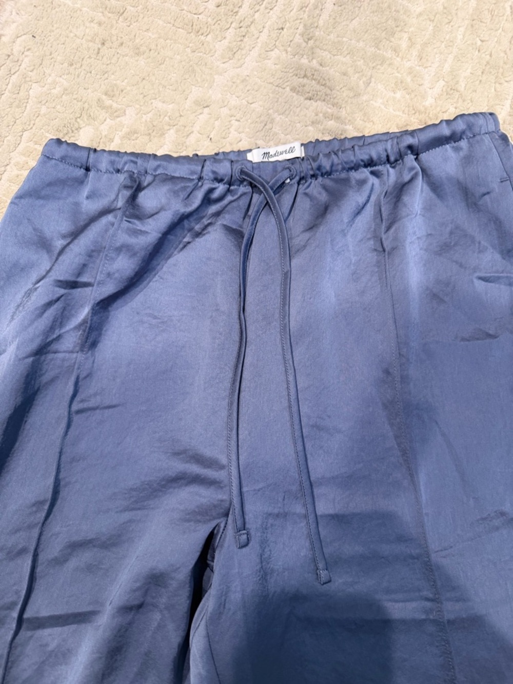 Madewell Powder Blue Drawstring Silk Pants Size XS 0054 - Picture 2 of 4